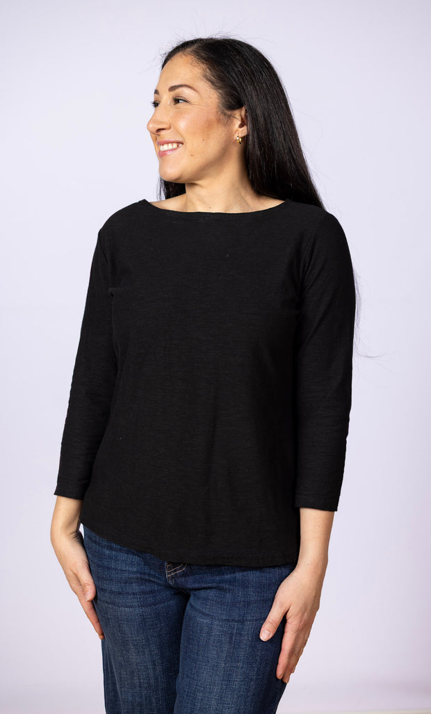 3/4 Boatneck Tee Black