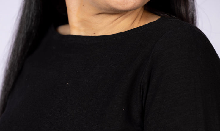 3/4 Boatneck Tee Black