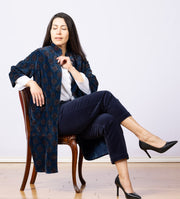 Vernissage Velvet Jacket Indigo, Back Waist Tie