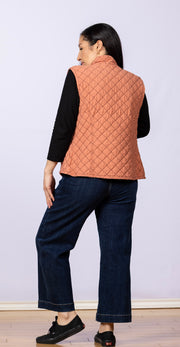 Zip Front Quilted Vest Tandoori