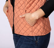 Zip Front Quilted Vest Tandoori