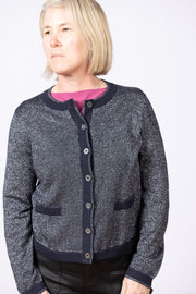 Charlotte Sparkle Cardi Blue, Long Sleeve, Crew Neck