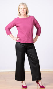 Crop Wide Leg W/Patch Pockets Black Coated