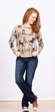 Dolman Sleeve Sweater Cats w/Yarn