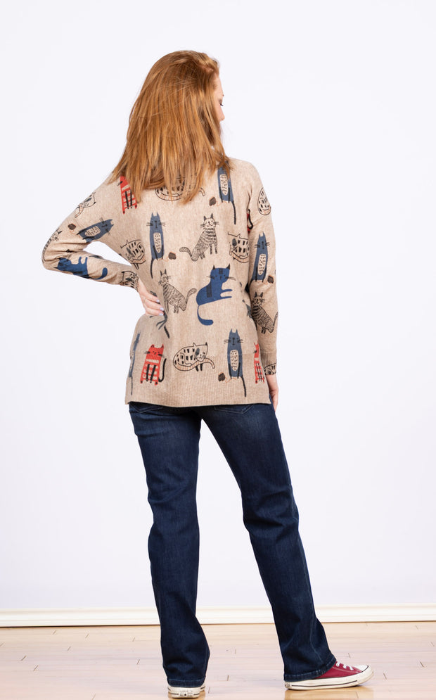 Dolman Sleeve Sweater Cats w/Yarn