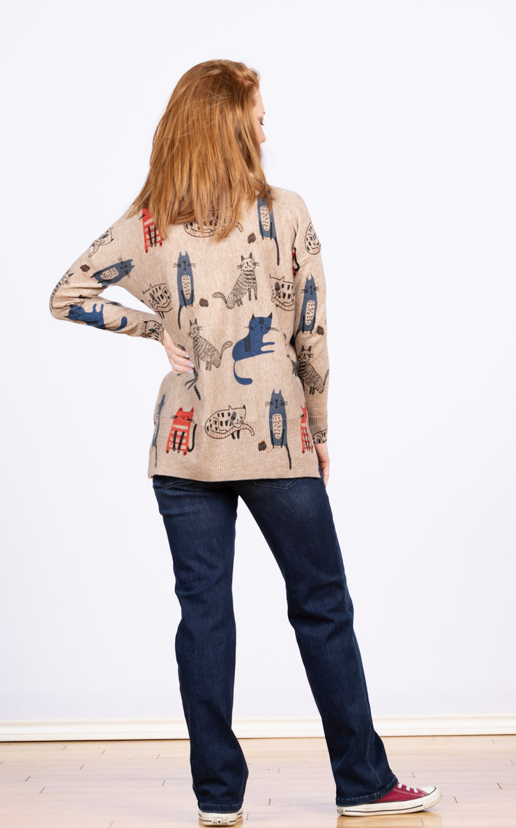 Dolman Sleeve Sweater Cats w/Yarn