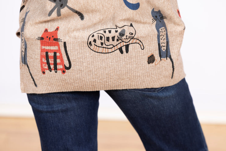 Dolman Sleeve Sweater Cats w/Yarn