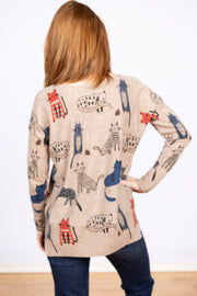 Dolman Sleeve Sweater Cats w/Yarn