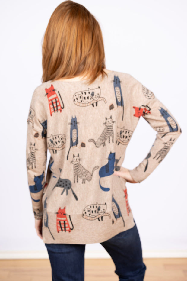 Dolman Sleeve Sweater Cats w/Yarn