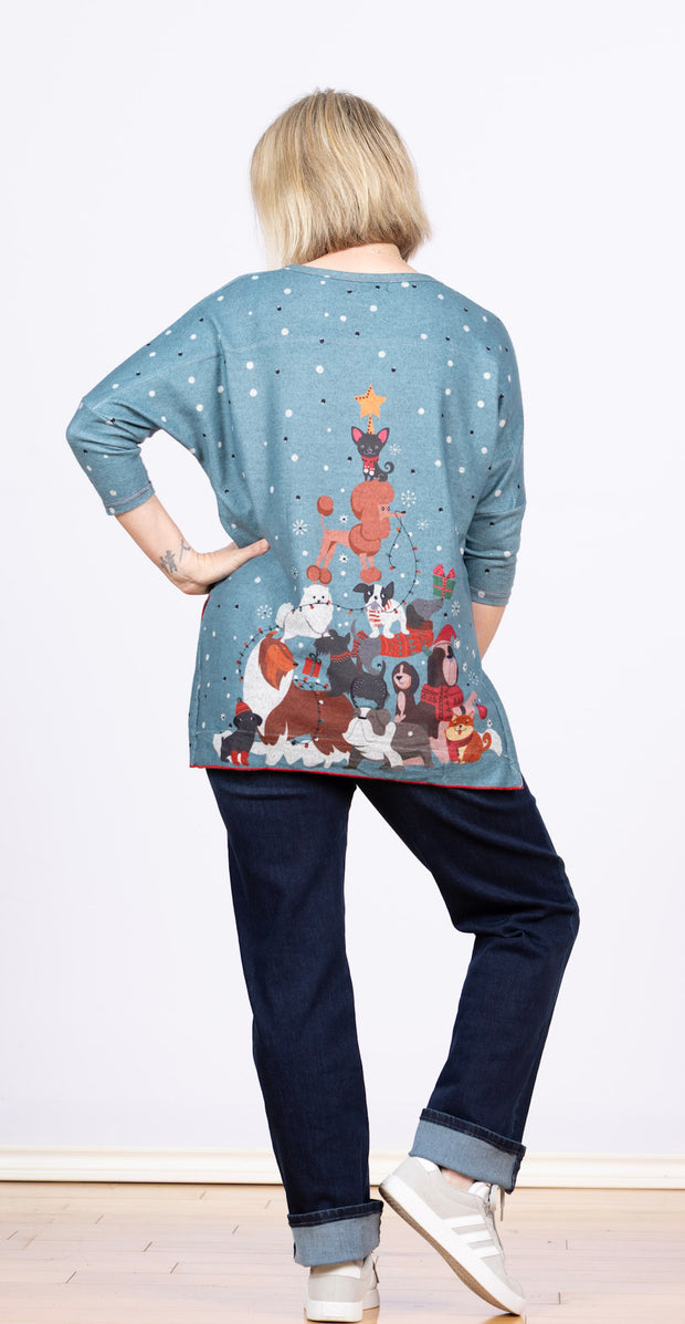 Dolman Sleeve Fleece Puppy Tree