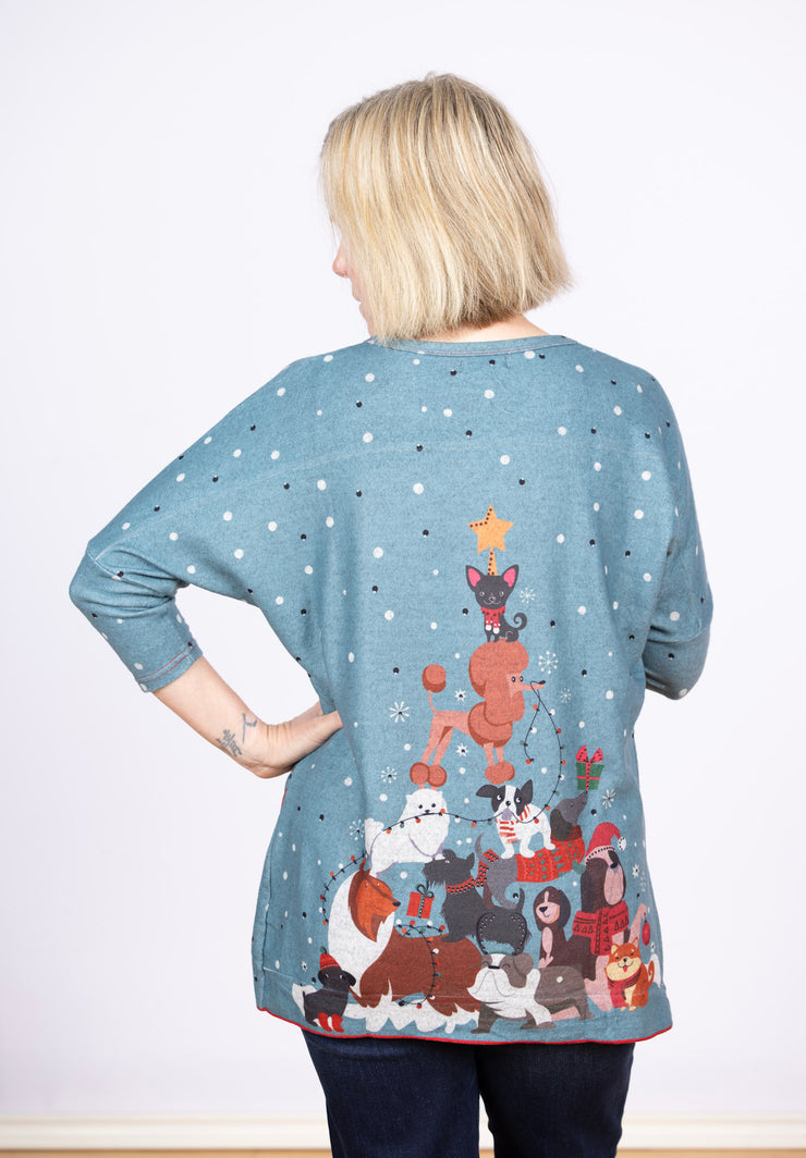 Dolman Sleeve Fleece Puppy Tree