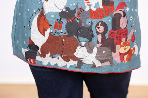 Dolman Sleeve Fleece Puppy Tree