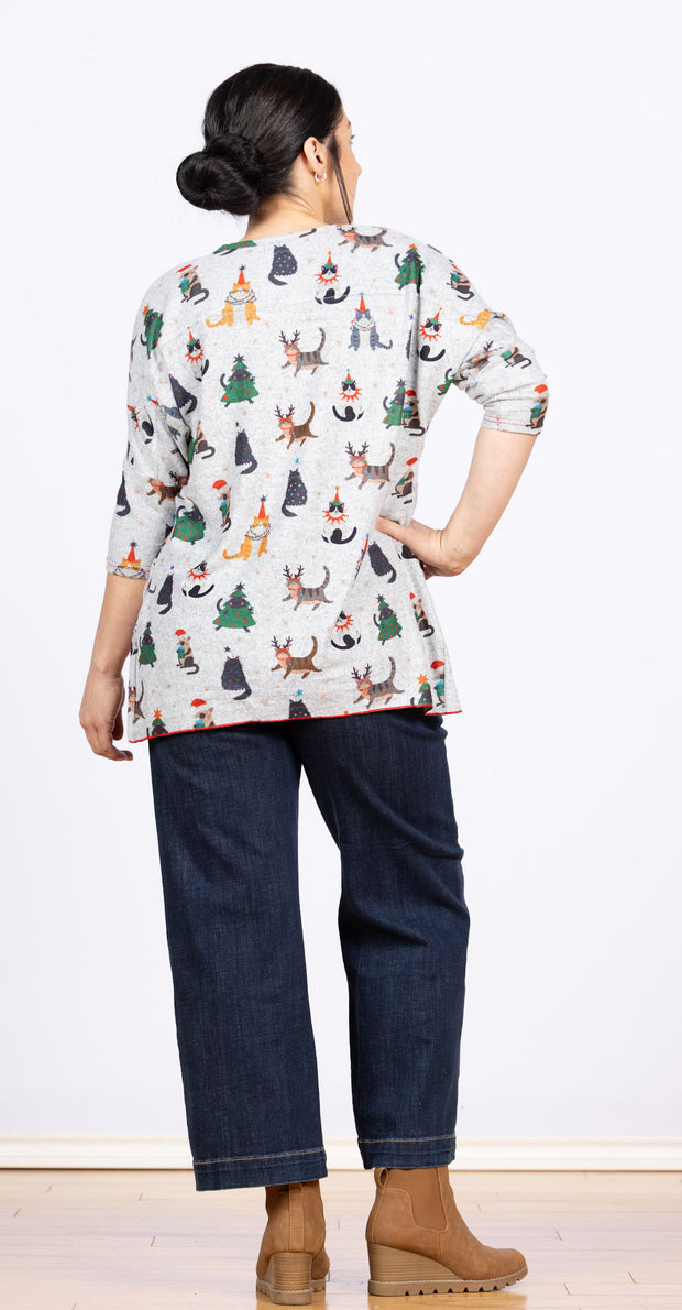 Dolman Sleeve Fleece Christmas Cats