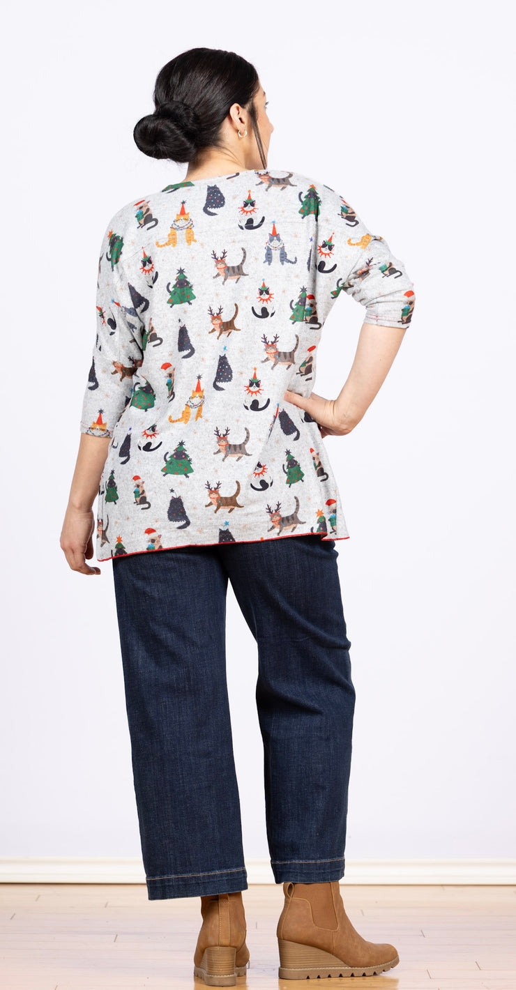 Dolman Sleeve Fleece Christmas Cats