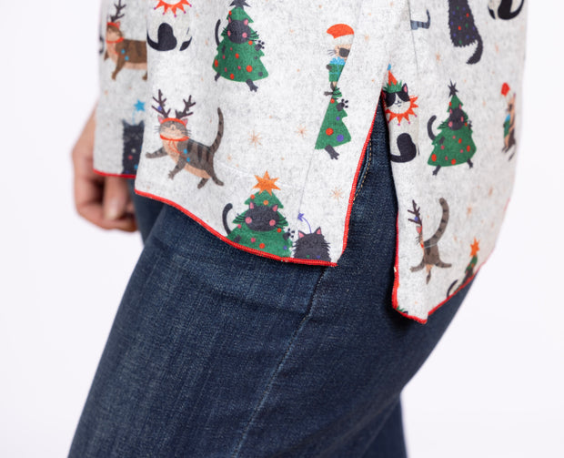 Dolman Sleeve Fleece Christmas Cats