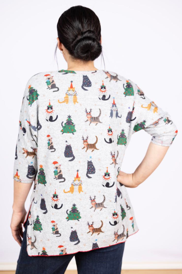Dolman Sleeve Fleece Christmas Cats