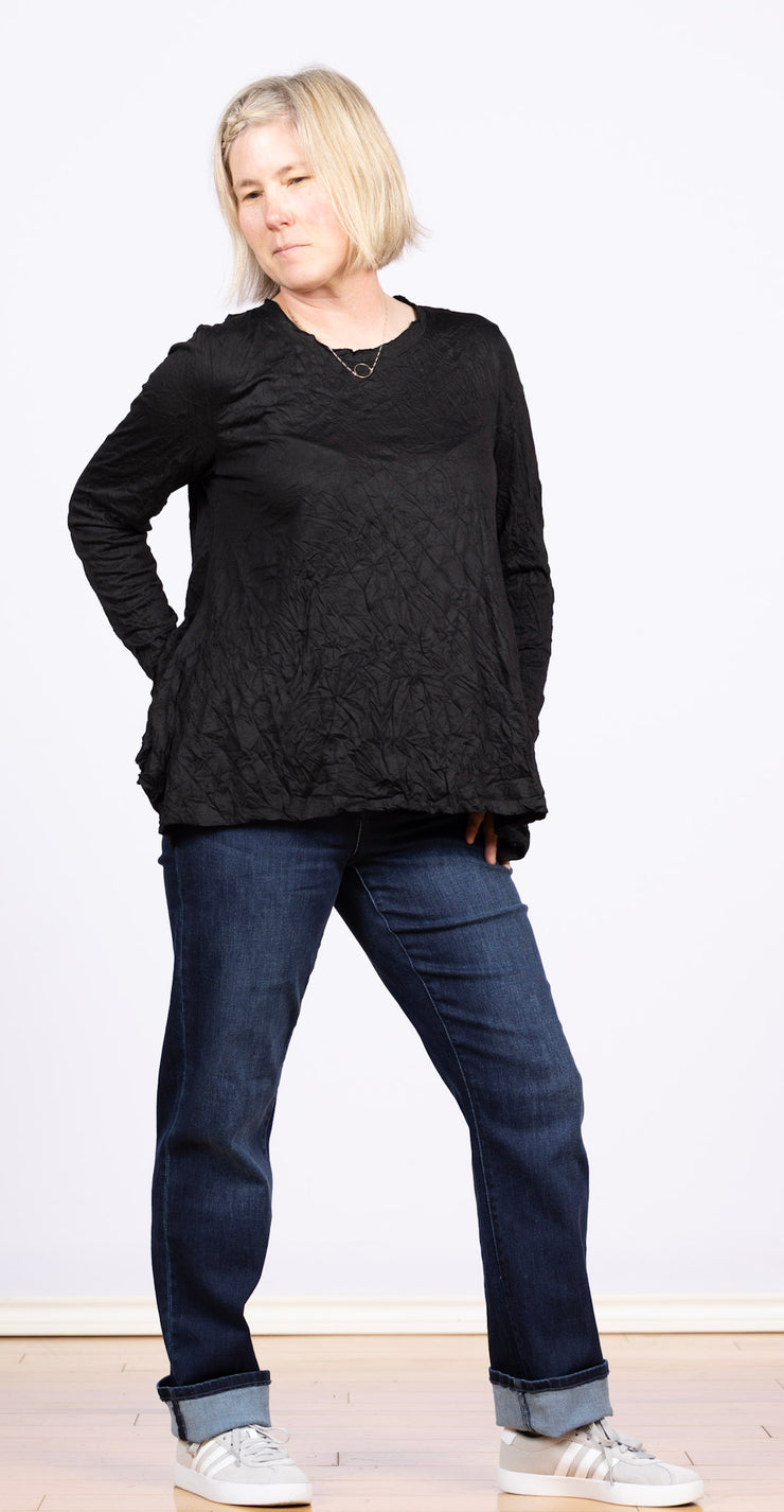 Crinkle Long Sleeve Black