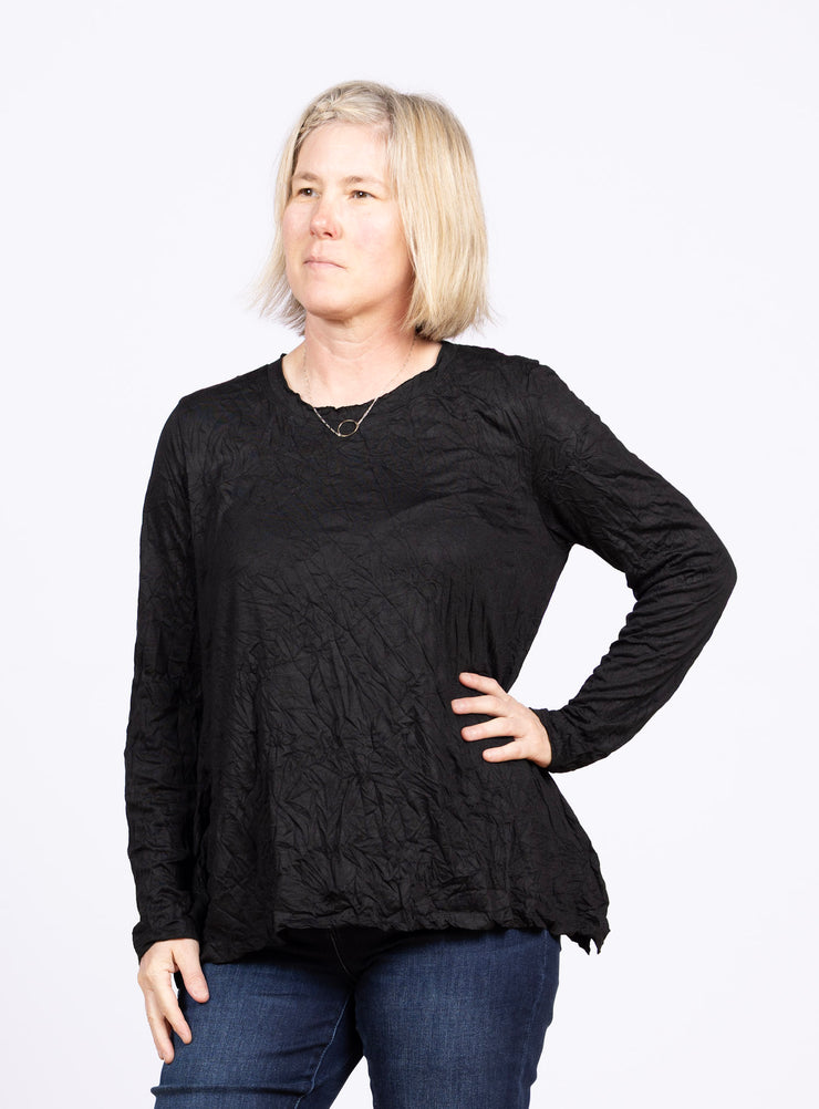 Crinkle Long Sleeve Black