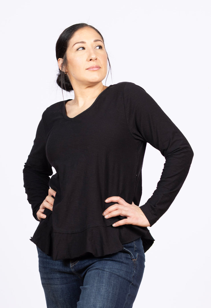 Jolie Tee Black, Long Sleeve