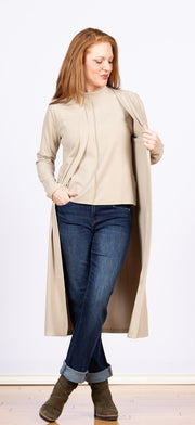 Long Cardi Jacket Oatmeal, Long Sleeve