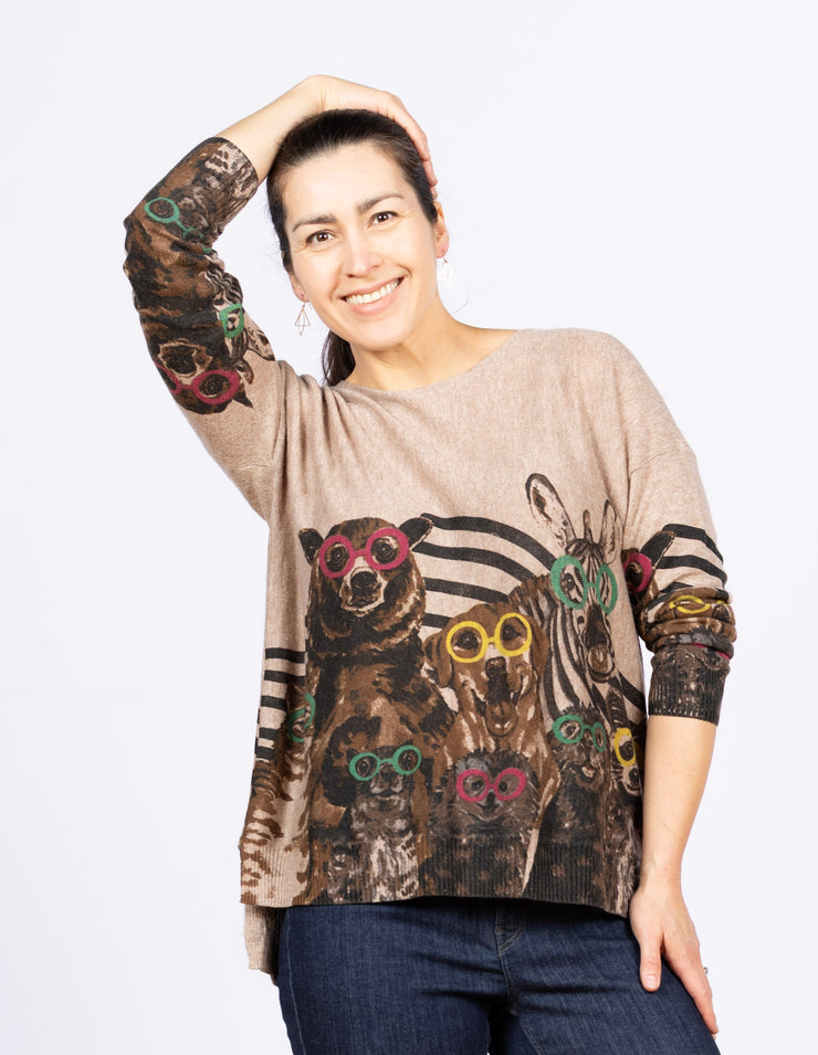 Dolman Sleeve Sweater Party Animals, 3/4 Sleeve