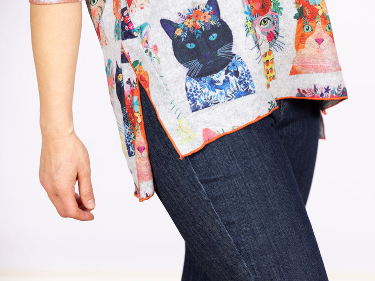 Dolman Sleeve Fleece Frida Cats