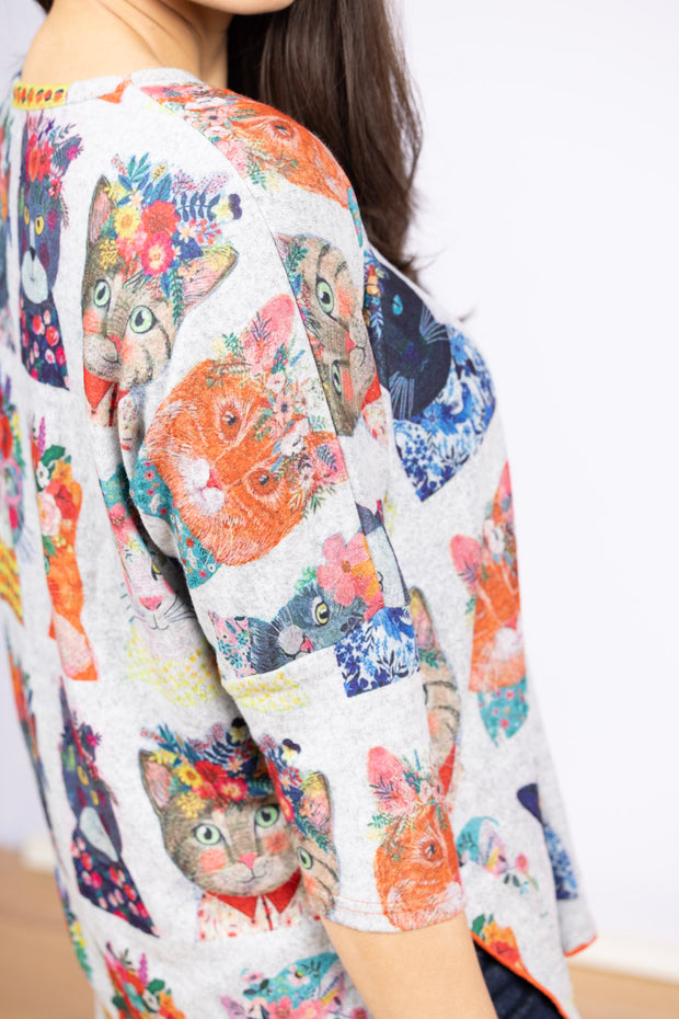 Dolman Sleeve Fleece Frida Cats