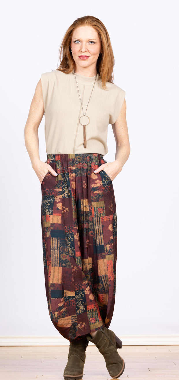 Lantern Pant Wine Print