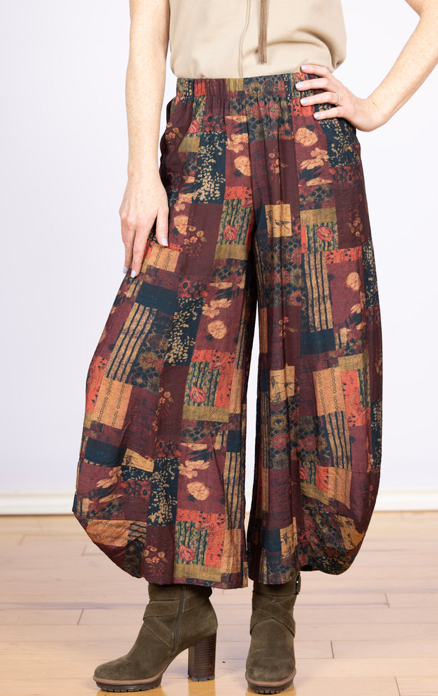Lantern Pant Wine Print