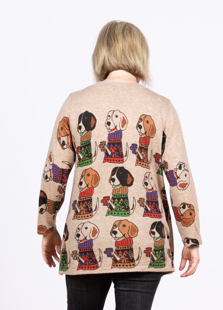 V Neck Sweater Dogs w/Mugs