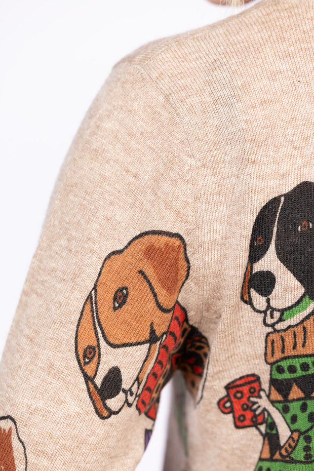 V Neck Sweater Dogs w/Mugs