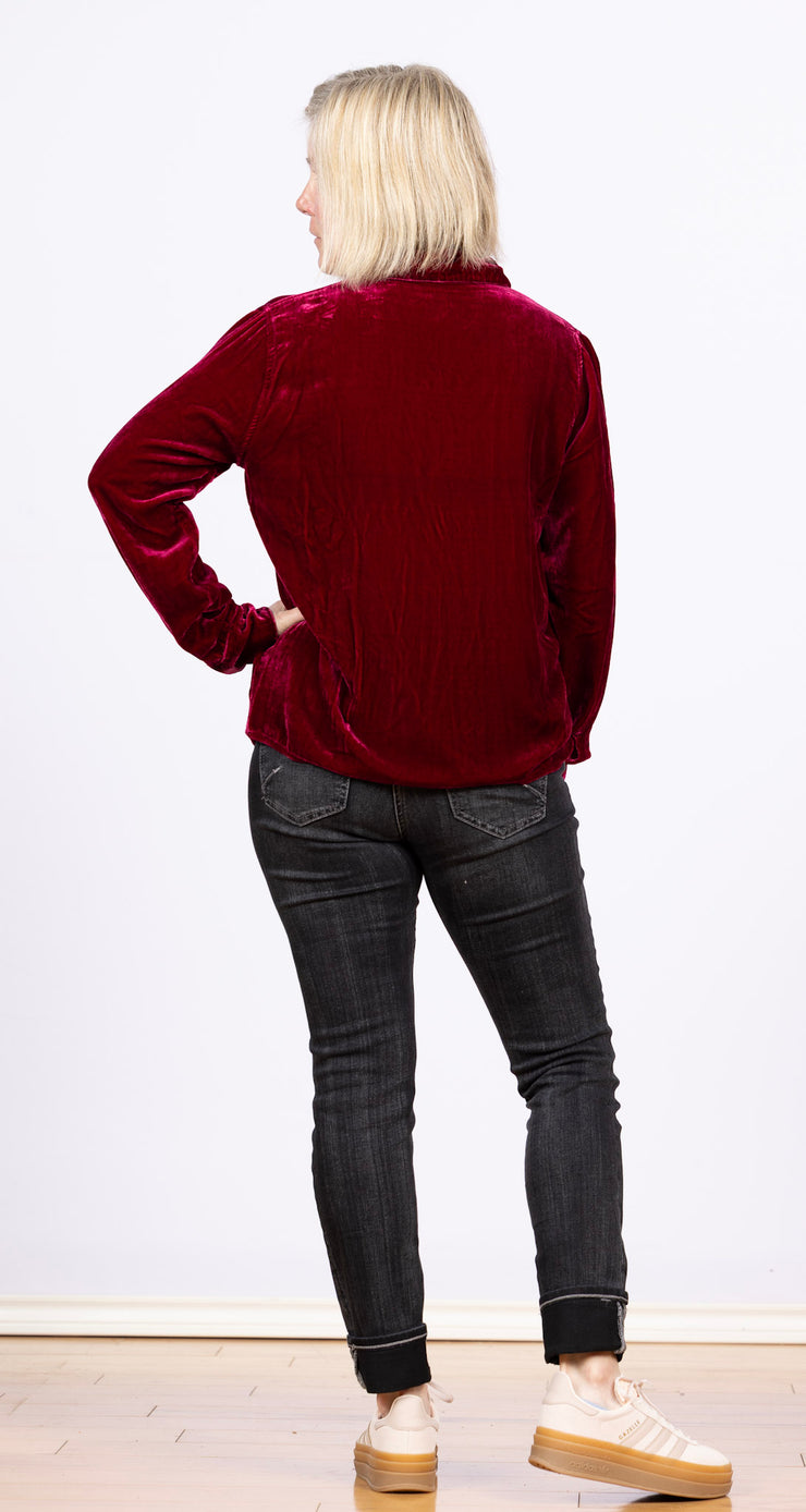 Fitted Velvet Shirt Rhubarb
