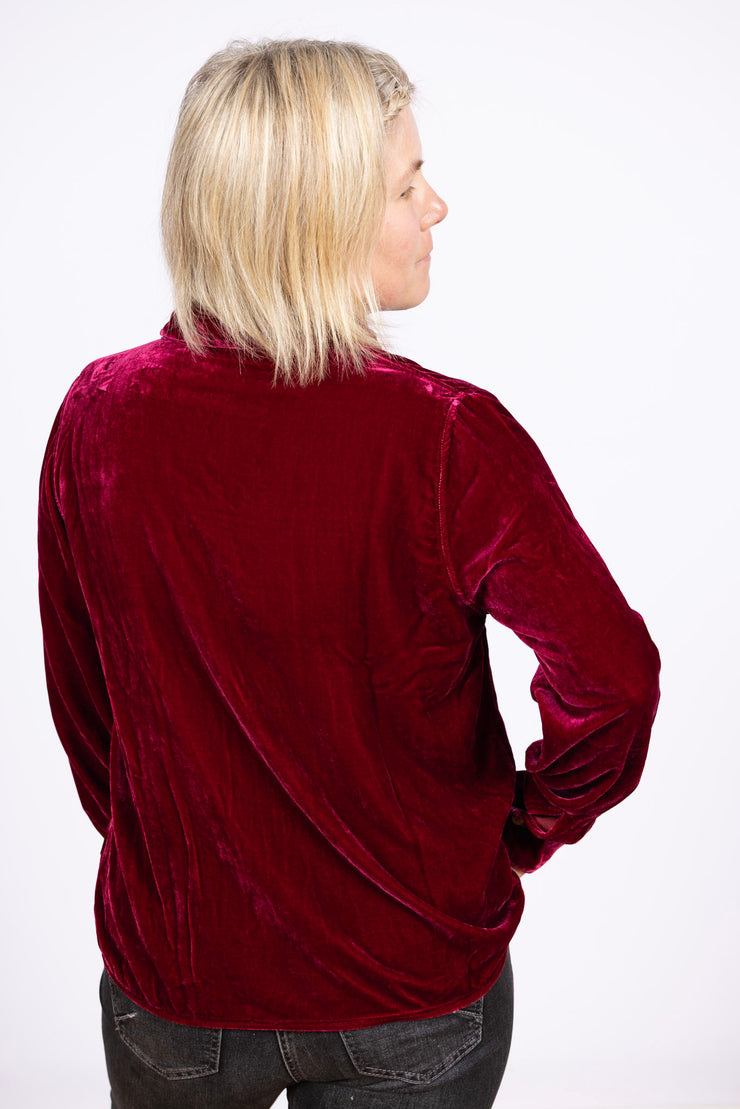 Fitted Velvet Shirt Rhubarb