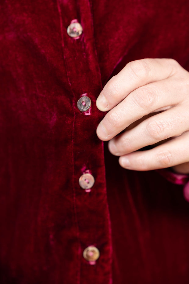 Fitted Velvet Shirt Rhubarb