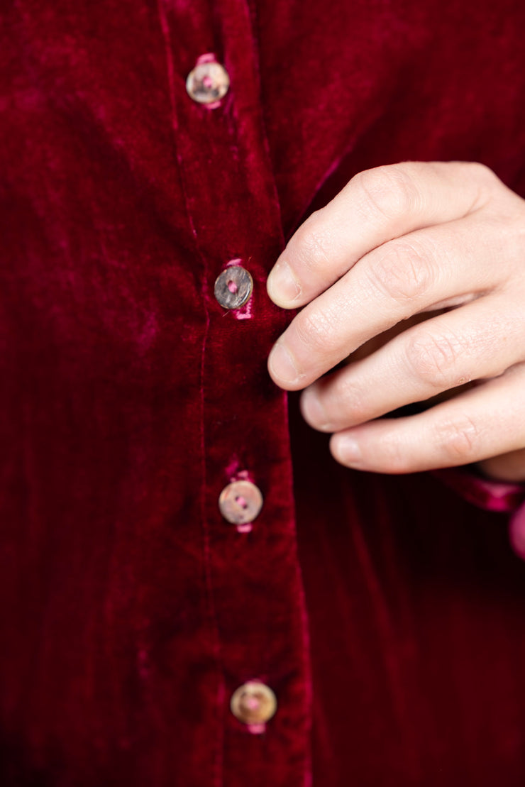 Fitted Velvet Shirt Rhubarb