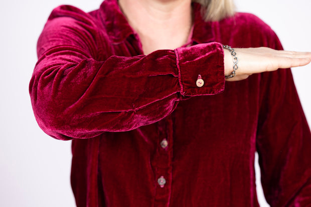 Fitted Velvet Shirt Rhubarb