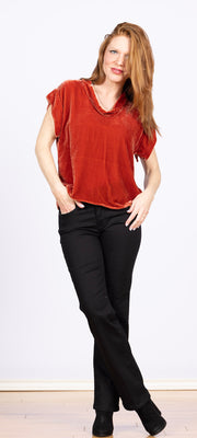 Short Sleeve Velvet  Cowl Tandon
