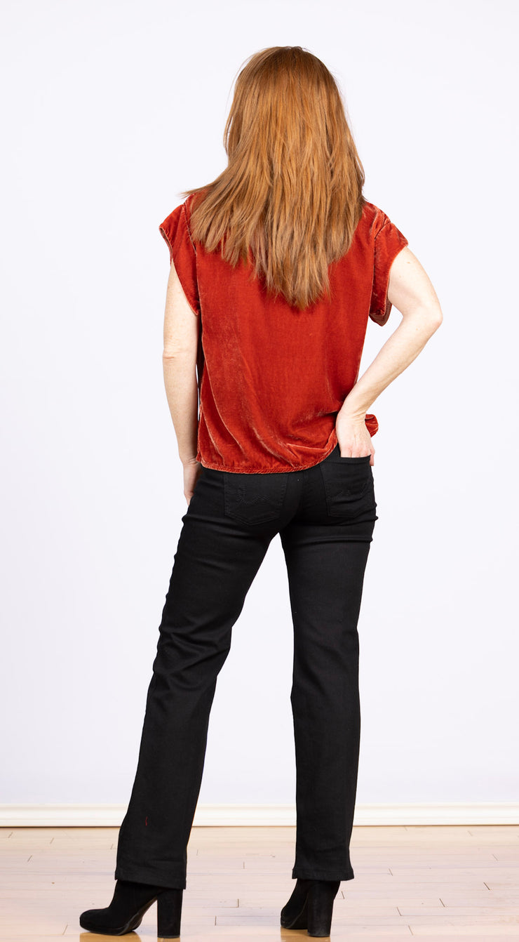 Short Sleeve Velvet  Cowl Tandon