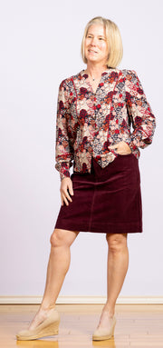 Tia Cord Skirt Dark Plum
