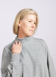 Pleated Sleeve Pullover Gray