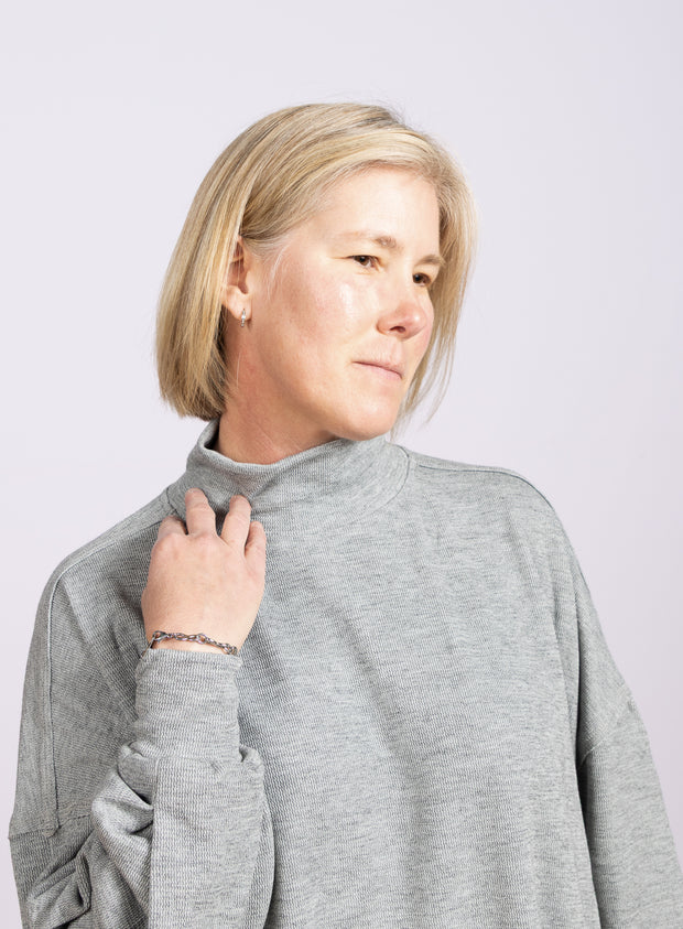 Pleated Sleeve Pullover Gray