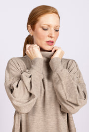 Pleated Sleeve Pullover Khaki