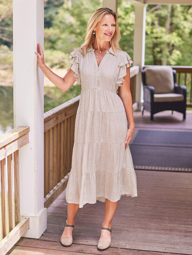 Coastal Stripe Flutter Sleeve Natural