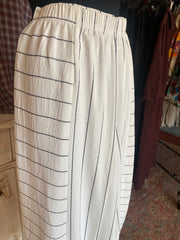 Mix Media Stripe Pants White