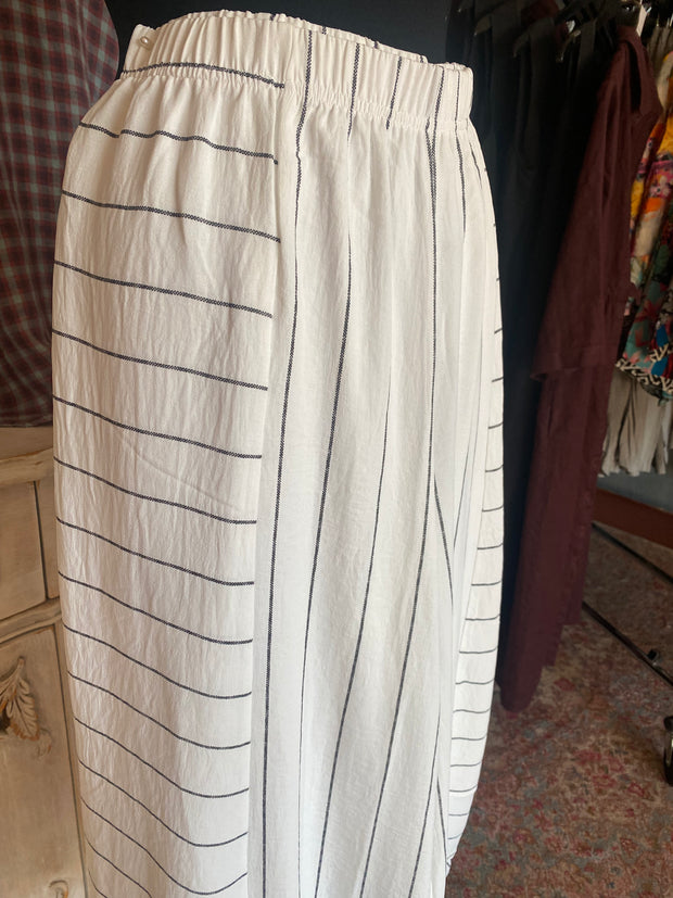 Mix Media Stripe Pants White