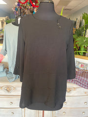 Solid Airflow Button Tunic Black