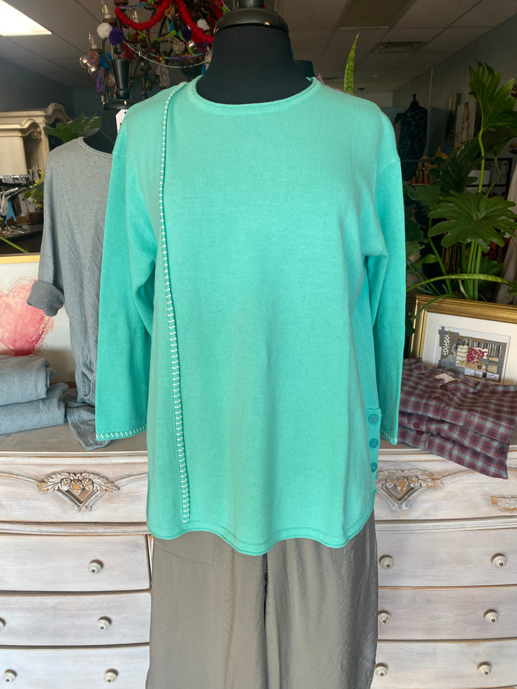 Cotton Sweater w/Two Pockets Seafoam