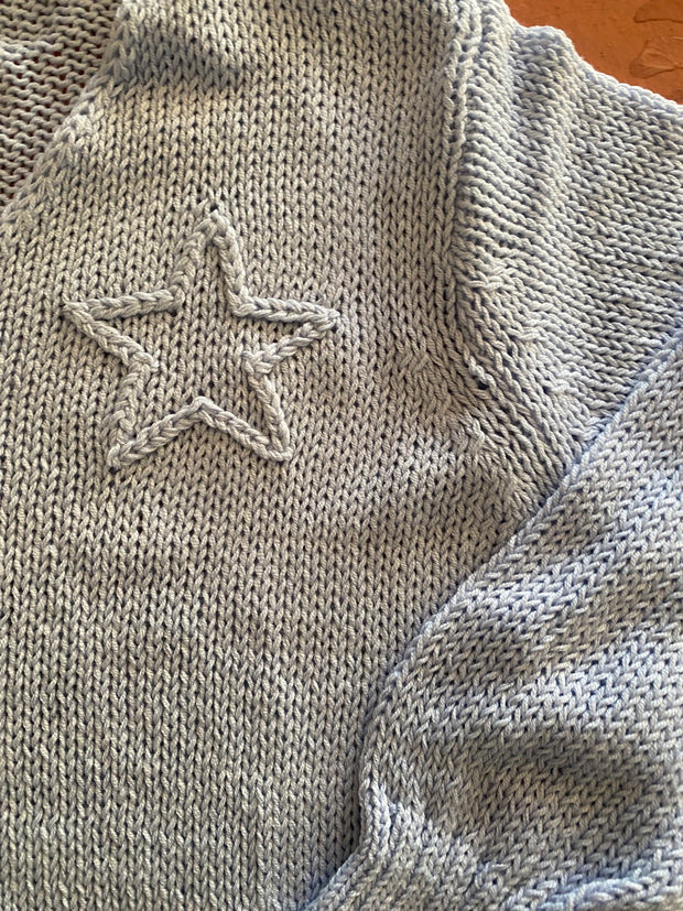 Star Embroidered Blue