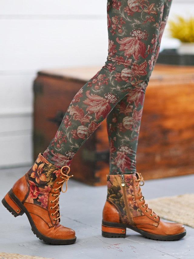 Marseille Printed Mesh Footless Tights Smoky Teal