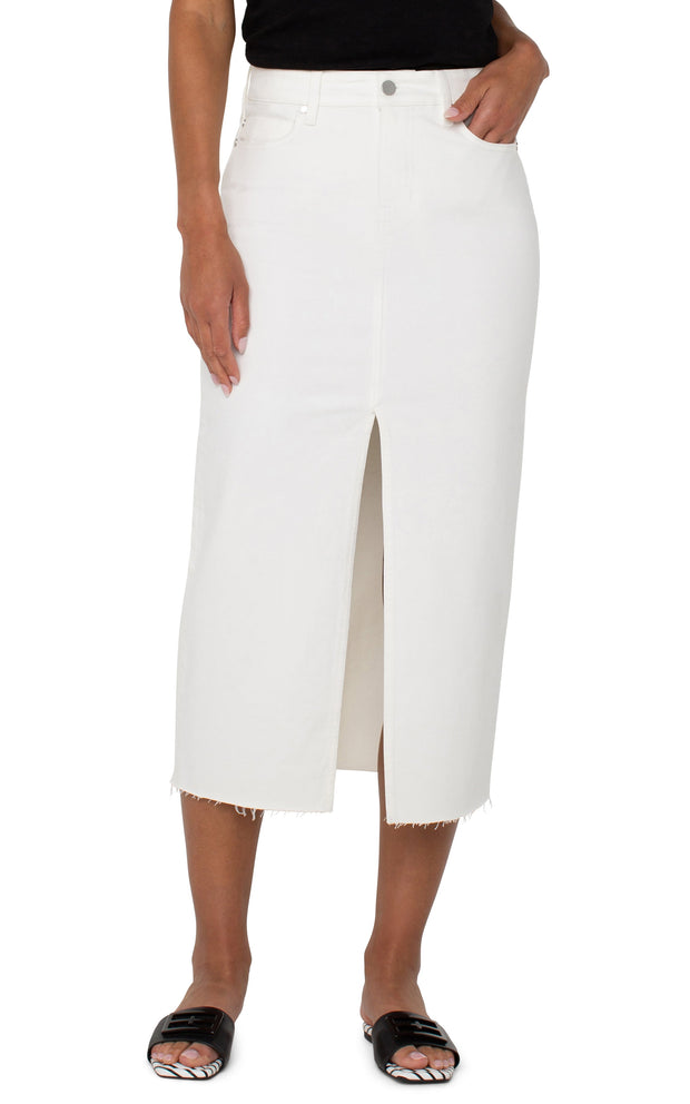 5 Pocket Front Slit Maxi Skirt Bone White